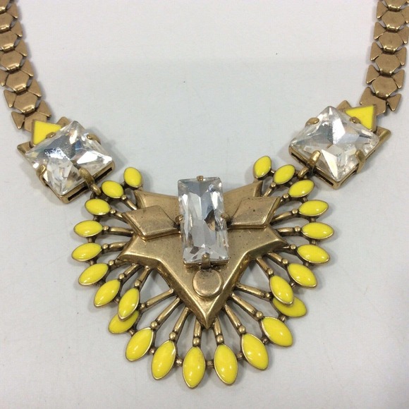Stella & Dot Nora Gold Tone Yellow Stone Statement Necklace - Picture 2 of 5